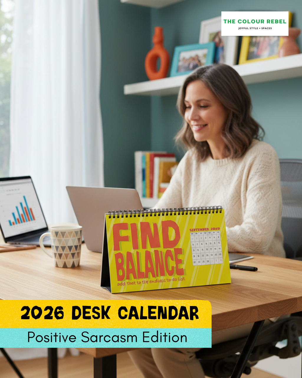 Positively Sarcastic Desk Calendar — Monthly Motivational & Funny Desk Planner