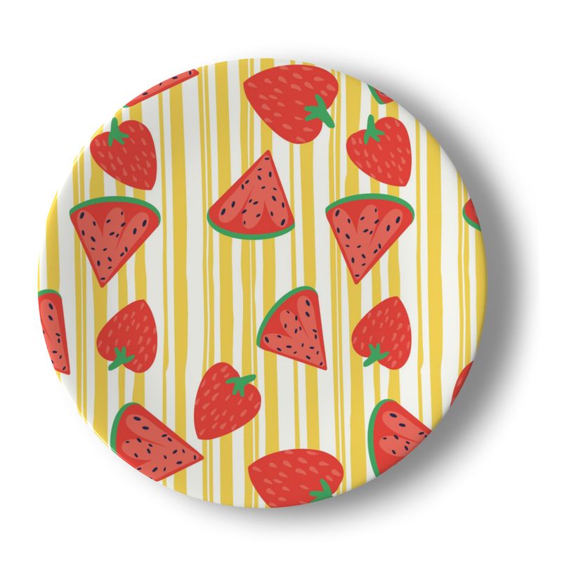 Strawberry Stripe Dinner Plates – Bold Colourful Maximalist Tableware