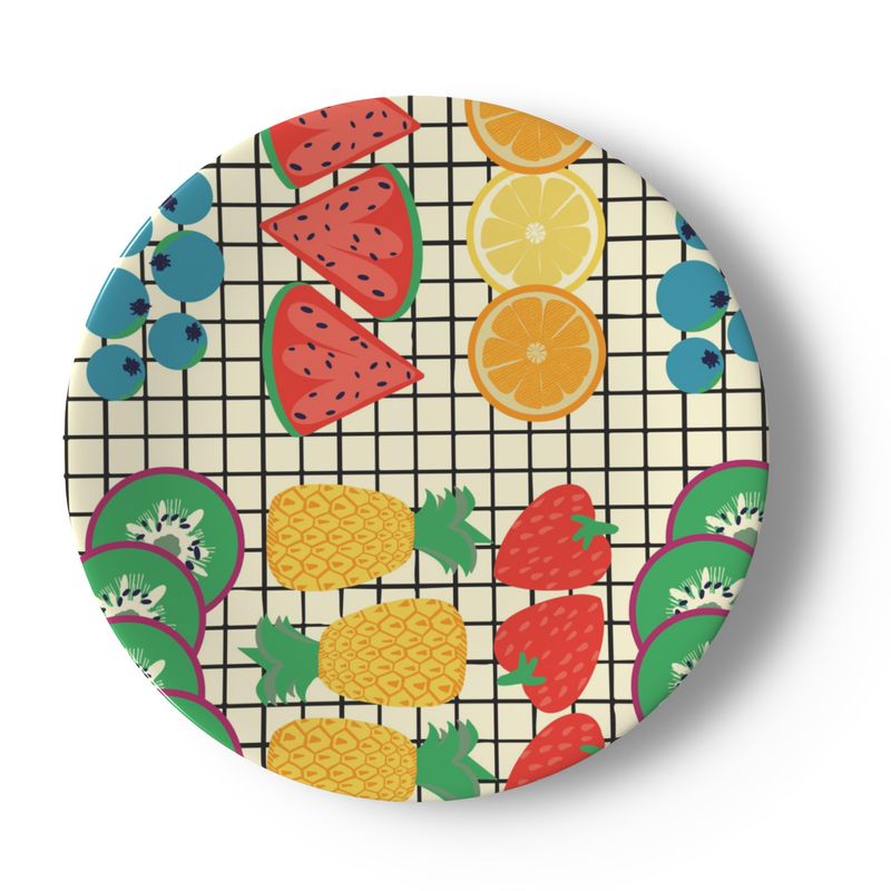 Fruit Grid Dinner Plates – Colourful Retro Tableware
