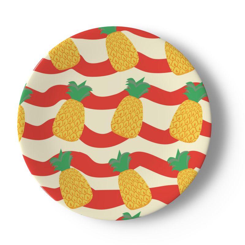 Pineapple Wave Dinner Plates – Bold Tropical Tableware