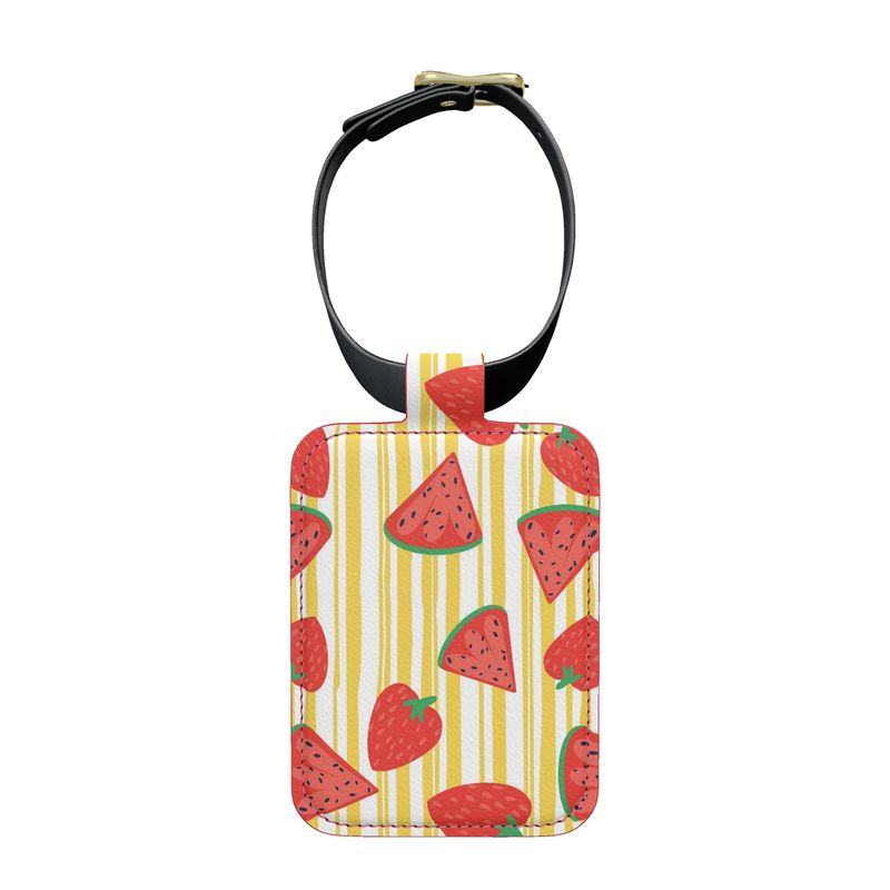 Strawberry Stripe Luggage Tag – Bold Colourful Travel Accessory