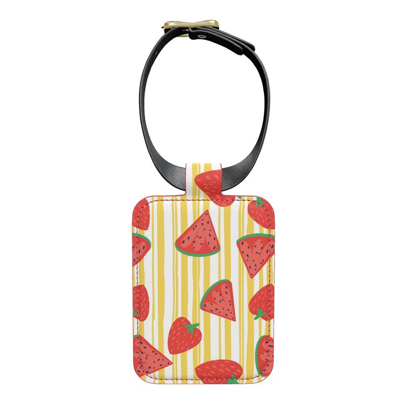 Strawberry Stripe Luggage Tag – Bold Colourful Travel Accessory