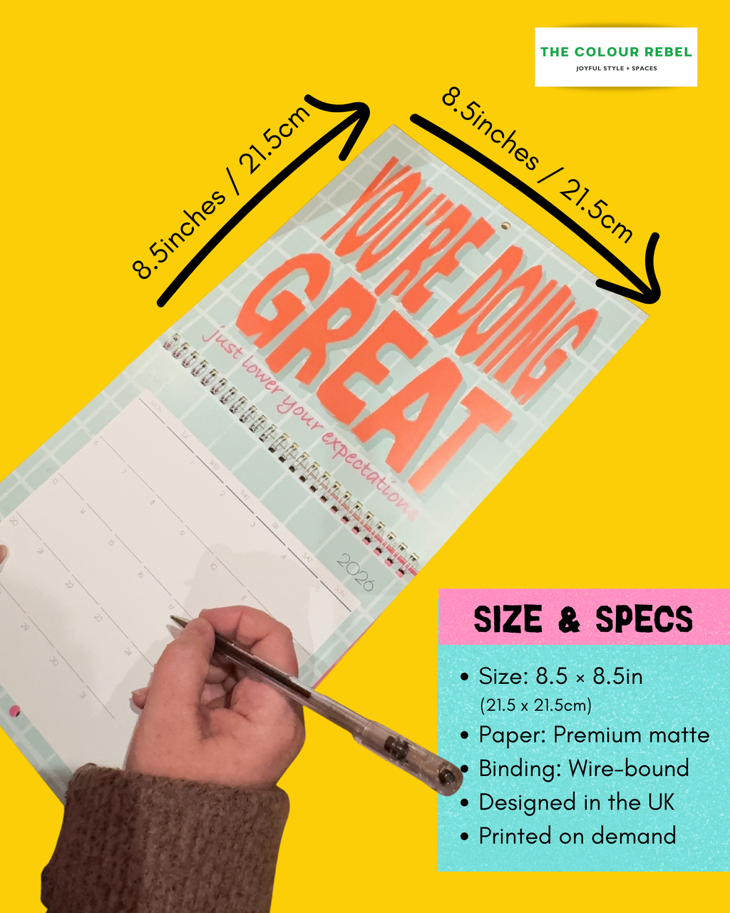 Positively Sarcastic 2026 Wall Calendar — Colourful + Funny Monthly Motivation for Women