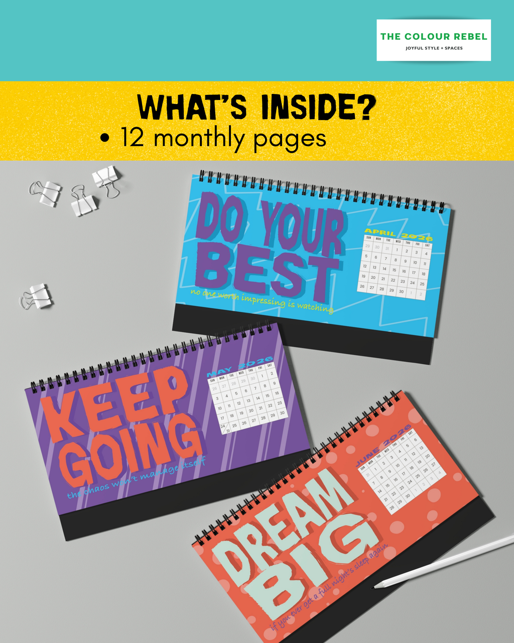 Positively Sarcastic Desk Calendar — Monthly Motivational & Funny Desk Planner