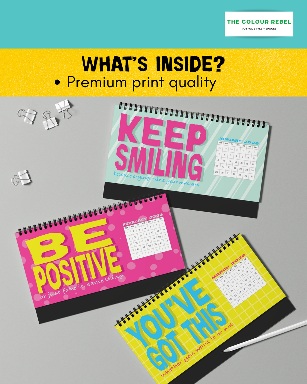 Positively Sarcastic Desk Calendar — Monthly Motivational & Funny Desk Planner