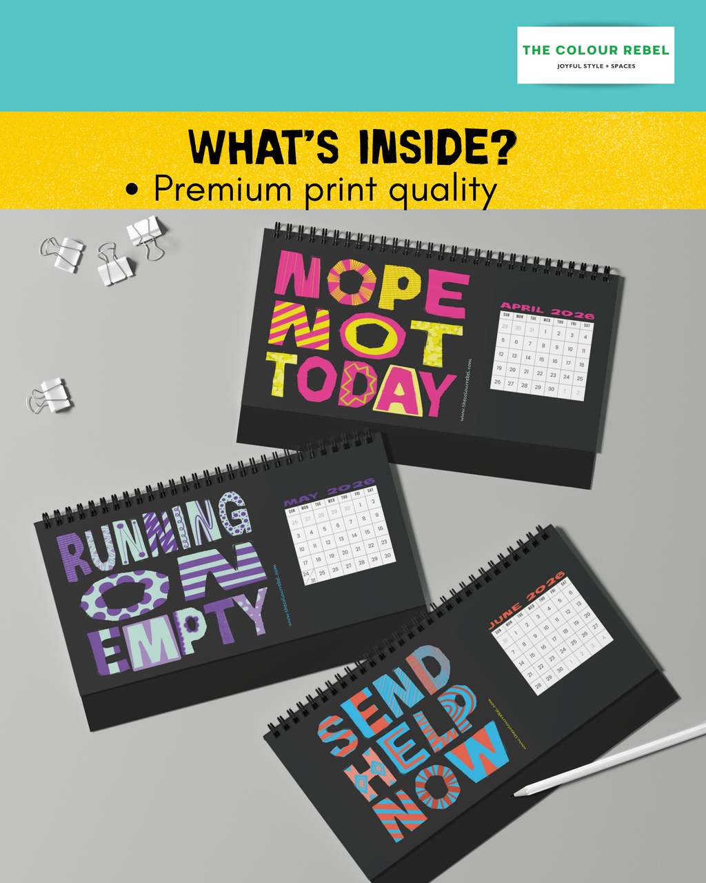 Pretty Sweary Desk Calendar — Monthly Motivational & Funny Desk Planner