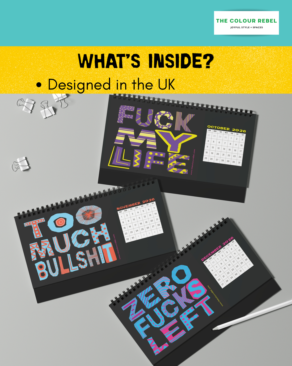 Pretty Sweary Desk Calendar — Monthly Motivational & Funny Desk Planner