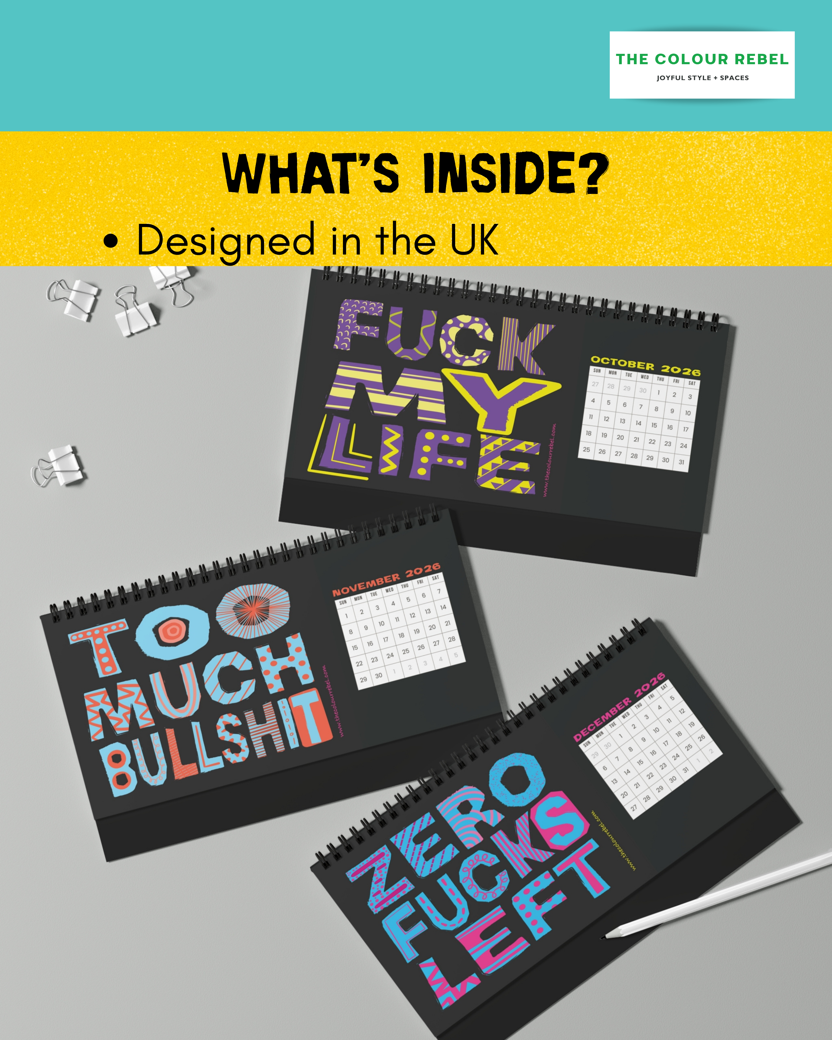 Pretty Sweary Desk Calendar — Monthly Motivational & Funny Desk Planner