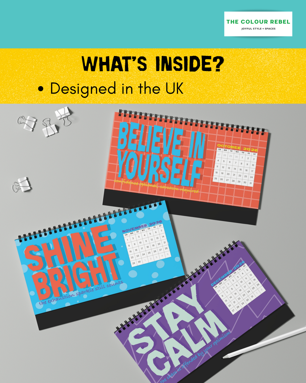 Positively Sarcastic Desk Calendar — Monthly Motivational & Funny Desk Planner